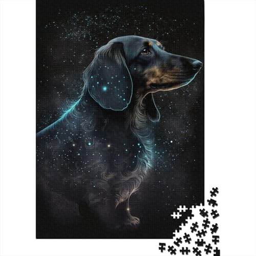 Puzzle für Erwachsene, Bunter Galaxie-Dackel, 300-teiliges Puzzle aus Holz, ab 18 Jahren, anspruchsvolles Spiel, 300 Teile (40 x 28 cm) von ABFFSDT