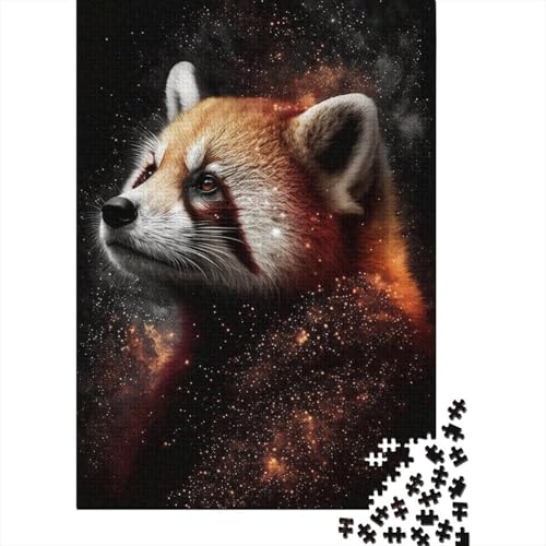 Puzzle für Erwachsene, Galaxy Red Raccoon, 300-teiliges Puzzle aus Holz, ab 18 Jahren, anspruchsvolles Spiel, 300 Teile (40 x 28 cm) von ABFFSDT