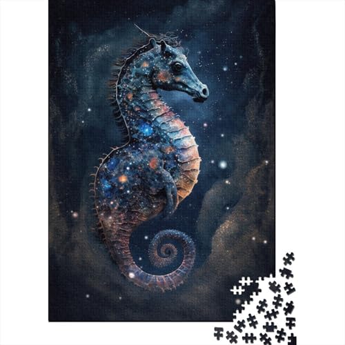 Puzzle für Erwachsene, Tiere, Galaxie, Seepferdchen, 500-teiliges Puzzle aus Holz, ab 18 Jahren, anspruchsvolles Spiel, 500 Teile (52 x 38 cm) von ABFFSDT