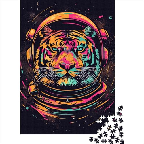 Puzzle für Erwachsene, Weltraum-Astronauten-Tiger, 300-teiliges Puzzle aus Holz, ab 18 Jahren, anspruchsvolles Spiel, 300 Teile (40 x 28 cm) von ABFFSDT