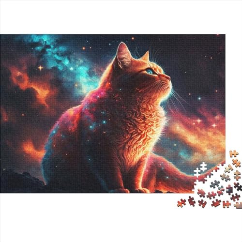 Puzzle für Erwachsene, Weltraumkatze, Puzzle für Erwachsene, Lernspiel, Herausforderungsspielzeug, 300 Teile (40 x 28 cm) von ABFFSDT