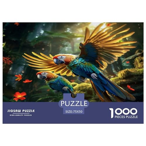 Puzzle für Erwachsene, bunter brasilianischer Vogel, Holzpuzzle für Teenager, Geschenke, Heimdekoration, Puzzlespielzeug, 1000 Teile (75 x 50 cm) von ABFFSDT