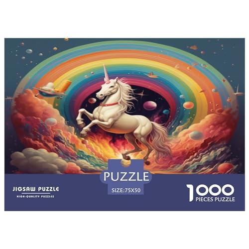 Puzzle für Erwachsene, buntes Einhorn-Puzzle für Erwachsene, Lernspiel, Herausforderungsspielzeug, 1000 Teile (75 x 50 cm) von ABFFSDT