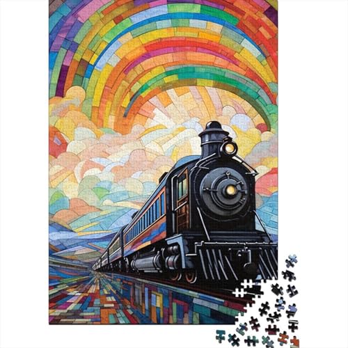 Puzzle für Erwachsene, farbenfrohes Dampfauto, 300-teiliges Puzzle aus Holz, ab 18 Jahren, anspruchsvolles Spiel, 300 Teile (40 x 28 cm) von ABFFSDT