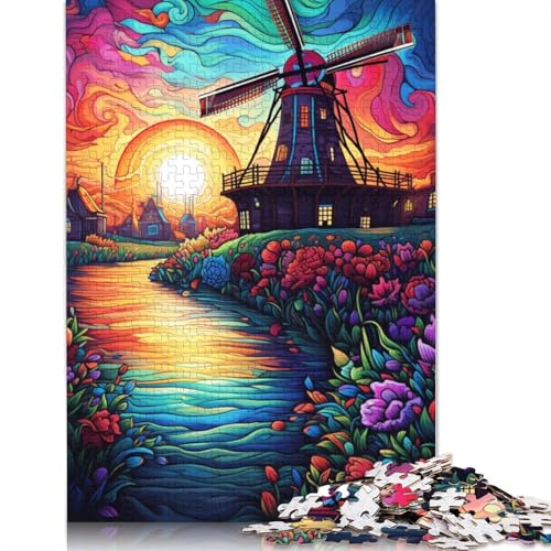 Puzzle für Erwachsene, schöne Windmühlenstadt-Puzzles, Holzpuzzles, Puzzles für Erwachsene, Lernspiel, Herausforderungsspielzeug, 500 Teile (52 x 38 cm) von ABFFSDT