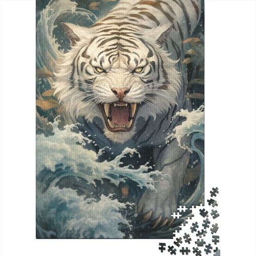 Puzzle für Erwachsene, weißer Tiger, Holzpuzzle für Teenager, Geschenke, Heimdekoration, Puzzlespielzeug, 500 Teile (52 x 38 cm) von ABFFSDT