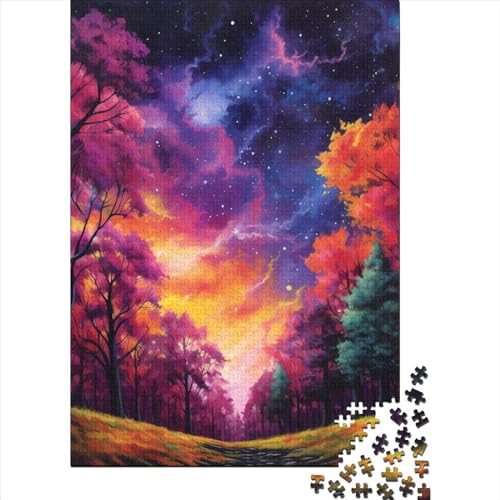 Puzzle für Erwachsene „Red_Skies_in_The_Forest“, 300-teiliges Holzpuzzle, Holzpuzzle, Teenager-Puzzle, Gelegenheitsspiele, 300 Teile (40 x 28 cm) von ABFFSDT