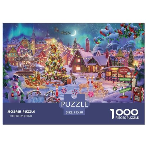 Puzzle für Erwachsene 1000 Stück, Schneebedeckter Heiligabend, Puzzle für Erwachsene, Lernspiel, Herausforderungsspielzeug, 1000 Teile (75 x 50 cm) von ABFFSDT