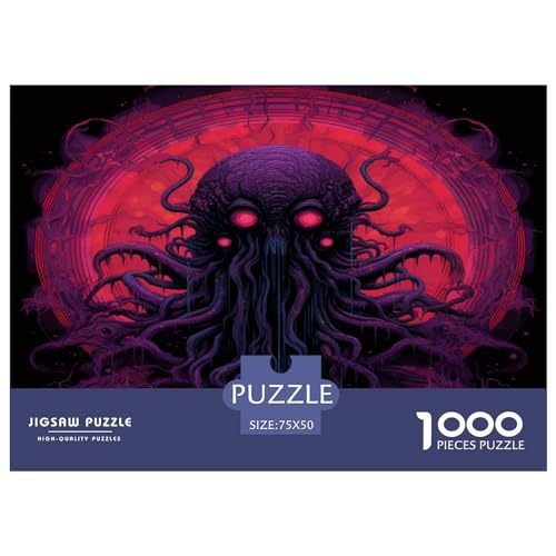 Puzzle für Erwachsene 1000 Stück, dunkler Oktopus, Puzzle für Erwachsene, Lernspiel, Herausforderungsspielzeug, 1000 Teile (75 x 50 cm) von ABFFSDT