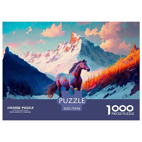 Puzzle für Erwachsene 1000 Teile, Majestätisches Pferd, Holzpuzzle für Erwachsene, nachhaltige Puzzlespiele, 1000 Stück (75 x 50 cm) von ABFFSDT