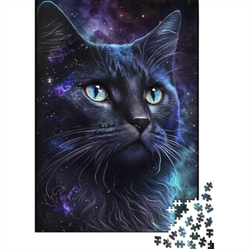 Puzzle für Erwachsene 1000 Teile Galaxy Black Cat Puzzle Kreatives rechteckiges Puzzle Dekomprimierungsspiel 1000 Teile (75 x 50 cm) von ABFFSDT