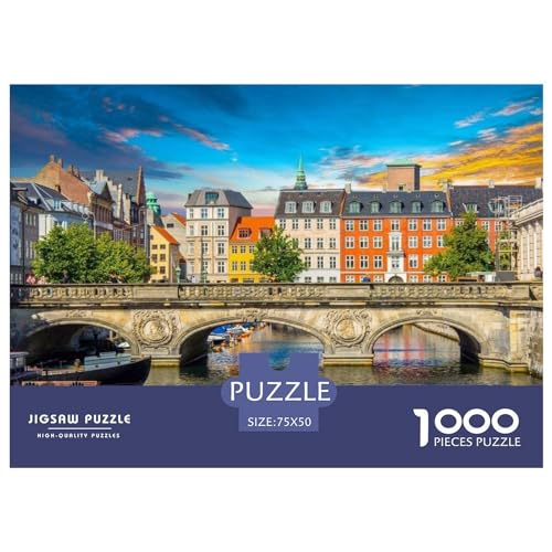 Puzzle für Erwachsene 1000 Teile Kopenhagen, Holzpuzzle für Erwachsene, nachhaltige Puzzlespiele, 1000 Stück (75 x 50 cm) von ABFFSDT