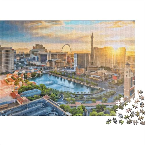 Puzzle für Erwachsene 1000 Teile Las Vegas Holzpuzzle für Erwachsene und Teenager Heimdekoration Puzzlespielzeug 1000 Teile (75 x 50 cm) von ABFFSDT