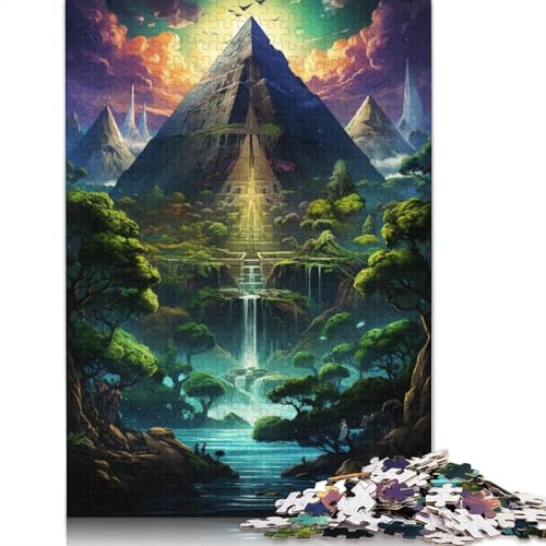 Puzzle für Erwachsene mit 300 Teilen, farbenfrohe psychedelische Fantasiepyramide, Puzzle für Erwachsene und Teenager, Erwachsene ab 14 Jahren, 300 Teile (40 x 28 cm) von ABFFSDT