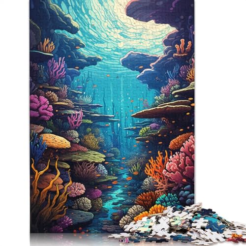 Puzzle für Erwachsene mit 500 Teilen, farbenfrohe und psychedelische Unterwasserwelt-Puzzles für Kinder, Lernspiel, Herausforderungsspielzeug, 500 Teile (52 x 38 cm) von ABFFSDT