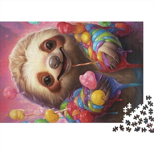 Puzzle für Erwachsene und Jugendliche, Faultier-Bonbon-Puzzle für Erwachsene und Teenager, Familienspiel, 1000 Teile (75 x 50 cm) von ABFFSDT