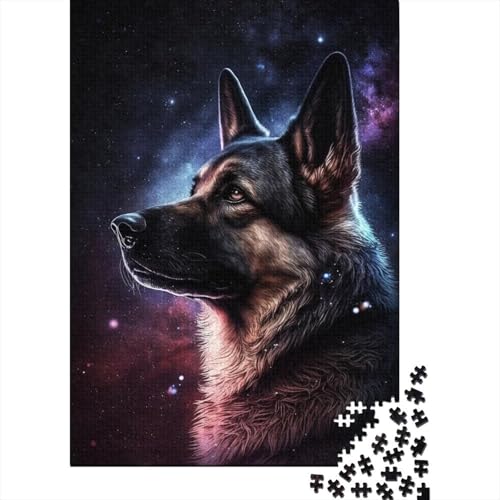 Puzzle für Kinder, 1000 Teile, Galaxie-Kunst, Deutscher Schäferhund, kreative Holz-Puzzles für Kinder, Jugendliche, Puzzles, herausforderndes Spiel, 1000 Teile (75 x 50 cm) von ABFFSDT