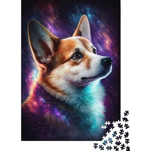 Puzzle für Kinder, 1000 Teile, Galaxy Art Corgi, Puzzles für Kinder, Holzpuzzle, Lernspielzeug, 1000 Teile (75 x 50 cm) von ABFFSDT