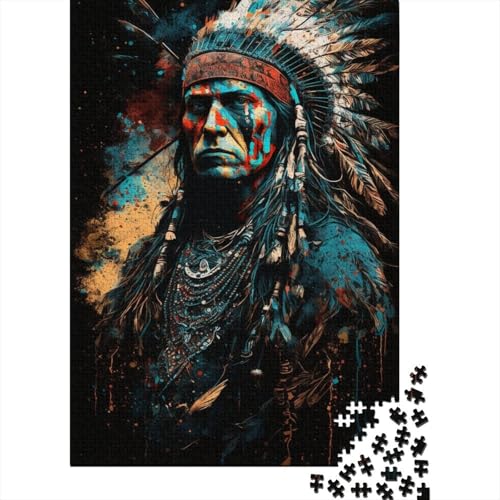 Puzzle für Kinder, 1000 Teile, Indianer-Krieger, kreative Holz-Puzzles für Kinder, Jugendliche, Puzzles, herausforderndes Spiel, 1000 Teile (75 x 50 cm) von ABFFSDT