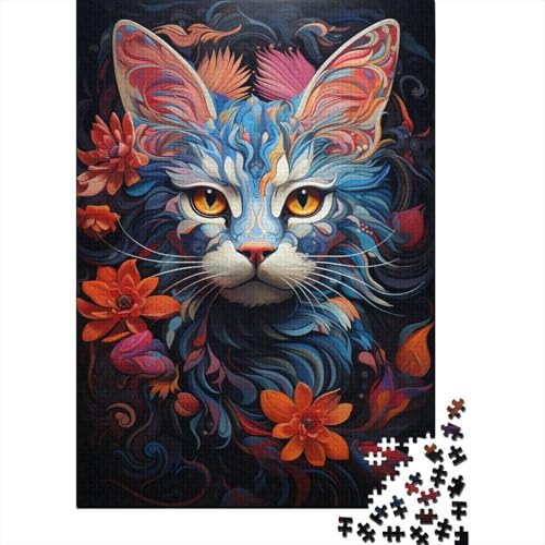 Puzzle für Kinder, 1000 Teile, Katze in den Blumen, kreative Holz-Puzzles für Kinder, Jugendliche, Puzzles, herausforderndes Spiel, 1000 Teile (75 x 50 cm) von ABFFSDT