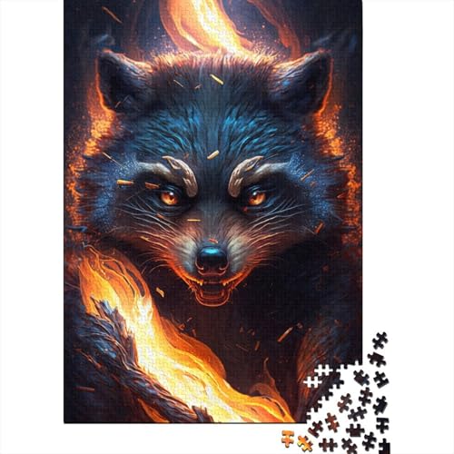 Puzzle für Kinder, 1000 Teile, Waschbär-Feuer, kreative Holz-Puzzles für Kinder, Jugendliche, Puzzles, herausforderndes Spiel, 1000 Teile (75 x 50 cm) von ABFFSDT