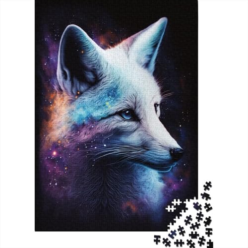 Puzzle für Kinder, 1000 Teile, weißer Fuchs, Galaxie, kreative Holz-Puzzles für Kinder, Jugendliche, Puzzles, herausforderndes Spiel, 1000 Teile (75 x 50 cm) von ABFFSDT