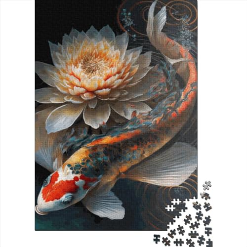 Puzzle für Kinder, 1000-teiliges Puzzle, Koi-Fisch-Puzzle für Kinder, Holzpuzzle, Lernspielzeug, 1000 Teile (75 x 50 cm) von ABFFSDT