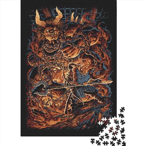 Puzzle für Kinder, 1000-teiliges Puzzle, riesiger roter Dämon, Puzzles für Kinder, Holzpuzzle, Lernspielzeug, 1000 Teile (75 x 50 cm) von ABFFSDT