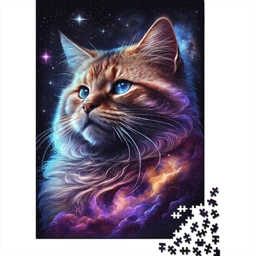 Puzzle für Kinder, 300 Teile, Galaxie-Katze, kreative Holz-Puzzles für Kinder, Jugendliche, Puzzles, herausforderndes Spiel, 300 Stück (40 x 28 cm) von ABFFSDT