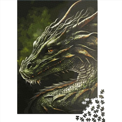 Puzzle für Kinder, 300 Teile, Grüner Drache, kreatives Holzpuzzle für Kinder, Teenager-Puzzle, anspruchsvolles Spiel, 300 Teile (40 x 28 cm) von ABFFSDT