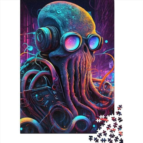 Puzzle für Kinder, 300 Teile, Oktopus-Punk-Puzzles für Kinder, kreatives Holzpuzzle, anspruchsvolles Spiel, 300 Teile (40 x 28 cm) von ABFFSDT