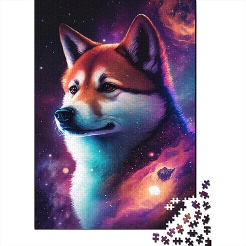 Puzzle für Kinder, 500 Teile, Galaxie, Shiba Inu, kreative Holz-Puzzles für Kinder, Jugendliche, Puzzles, herausforderndes Spiel, 500 Stück (52 x 38 cm) von ABFFSDT