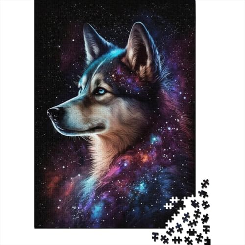 Puzzle für Kinder, 500 Teile, Galaxie, Weltraum, Husky, kreative Holz-Puzzles für Kinder, Jugendliche, Puzzles, herausforderndes Spiel, 500 Stück (52 x 38 cm) von ABFFSDT