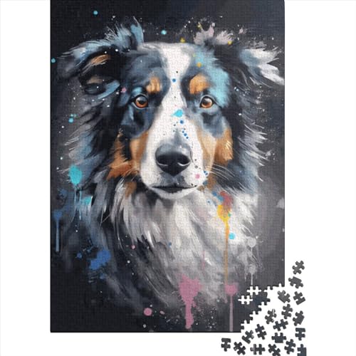 Puzzle für Kinder, 500-teiliges Puzzle für Teenager, Collie-Hunde-Puzzle, Holzpuzzle, Geschenk, geeignetes Familien- und Freundes-Puzzle, 500 Teile (52 x 38 cm) von ABFFSDT