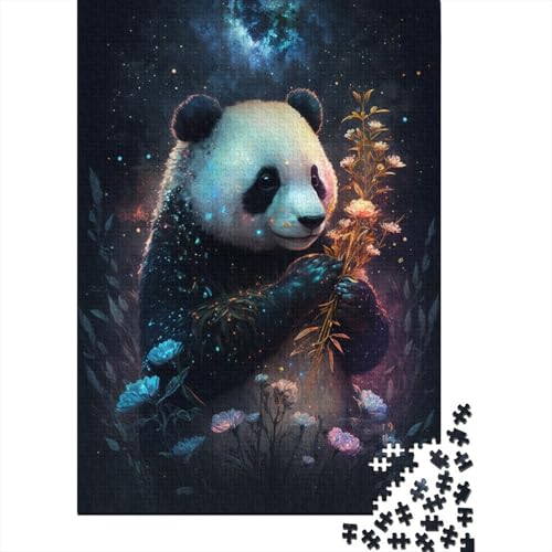 Puzzle für Kinder, Panda und Blumen, 1000 Teile, kreatives Holzpuzzle für Kinder, Familien-Lernspiel für Erwachsene, 1000 Teile (75 x 50 cm) von ABFFSDT