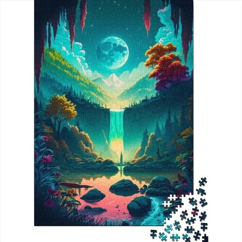 Puzzle für Kinder, Puzzle „Wasserfall im Wald“, 1000 Teile, Puzzle für Kinder, rechteckige Puzzles, Puzzle 1000 Teile (75 x 50 cm) von ABFFSDT