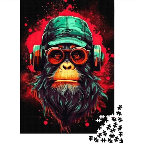 Puzzle für Kinder, Puzzle Monkey Dj Music9, 300-teiliges Puzzle für Kinder, rechteckige Puzzles, Puzzle 300 Teile (40 x 28 cm) von ABFFSDT