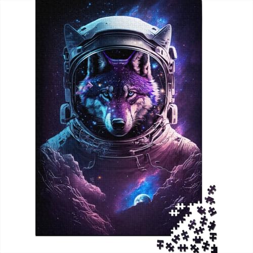 Puzzle für Kinder, Weltraum-Astronaut, Wolf, 1000 Teile, kreatives Holzpuzzle für Kinder, Familien-Lernspiel für Erwachsene, 1000 Teile (75 x 50 cm) von ABFFSDT