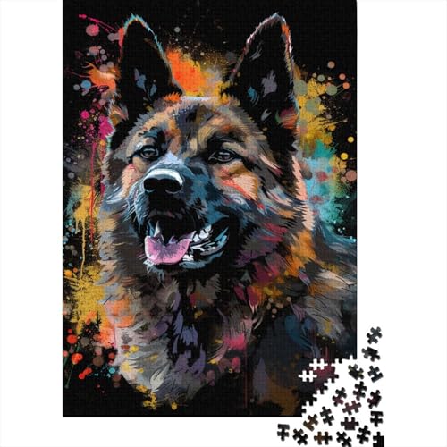 Puzzle für Kinder 1000 Teile, klassischer Norwegischer Elchhund, Kunst-Holzpuzzle, entspannendes Puzzle, Puzzlespiel, Denksportaufgaben, 1000 Teile (75 x 50 cm) von ABFFSDT