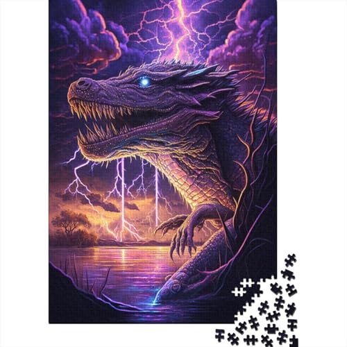 Puzzle für Kinder 300 Teile Krokodil-Fantasie-Puzzles für Kinder Kreative Holzpuzzles Herausforderndes Spiel 300 Teile (40 x 28 cm) von ABFFSDT