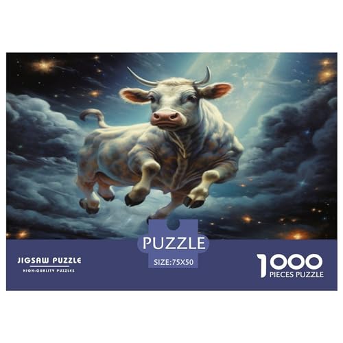 Puzzle mit 1000 Teilen, Weltraum-Fliegen-Kuh, für Erwachsene und Teenager, Lernspiele für zu Hause, DIY-Spielzeug, 1000 Stück (75 x 50 cm) von ABFFSDT