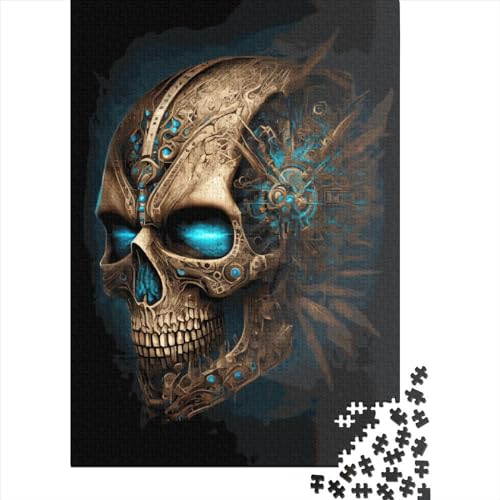 Puzzle mit 1000 Teilen, biomechanisches Totenkopf-Puzzle für Kinder, Holzbrett-Puzzle, Lernspielzeug, Familienspiele, 1000 Teile (75 x 50 cm) von ABFFSDT