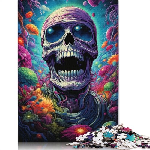 Puzzle mit 1000 Teilen, farbenfrohes psychedelisches Totenkopf-Puzzle, Puzzle für Erwachsene, Puzzle für Erwachsene, Lernspiel, Herausforderungsspielzeug, 1000 Stück (75 x 50 cm) von ABFFSDT