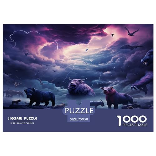 Puzzle mit 1000 Teilen, lila Tier-Motiv, für Erwachsene und Teenager, Lernspiele für zu Hause, DIY-Spielzeug, 1000 Stück (75 x 50 cm) von ABFFSDT