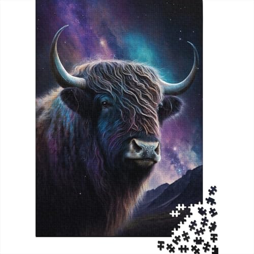 Puzzles für Kinder, 1000 Teile, Galaxie-Kunst-Yak, kreative Holz-Puzzles für Kinder, Jugendliche, Puzzles, herausforderndes Spiel, 1000 Teile (75 x 50 cm) von ABFFSDT