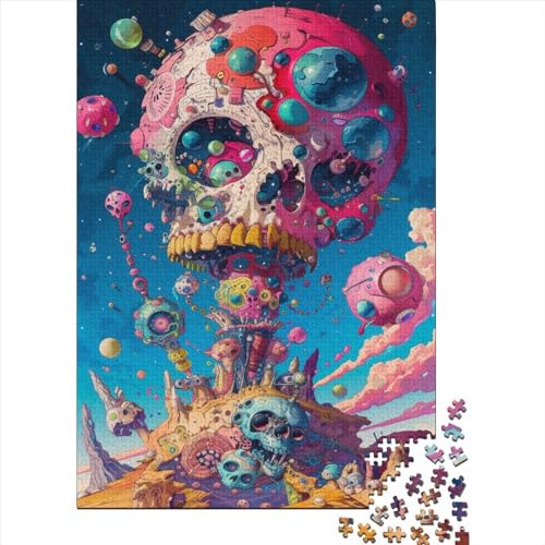 Puzzles für Kinder, 1000 Teile, Totenkopf, kreative Holz-Puzzles für Kinder, Jugendliche, Puzzles, herausforderndes Spiel, 1000 Teile (75 x 50 cm) von ABFFSDT