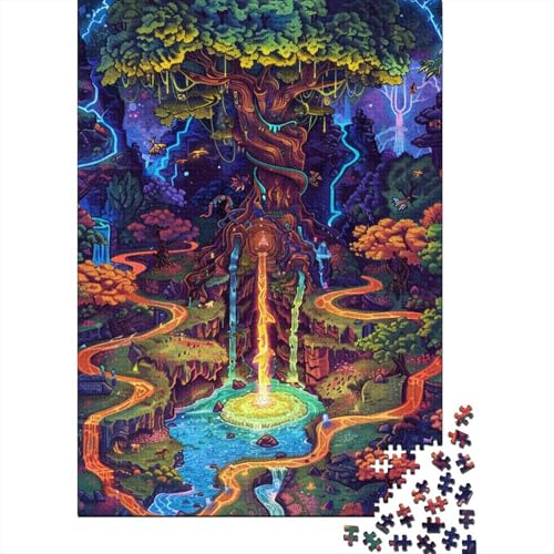 Puzzles für Kinder, Fantasy-Weltkarte, Puzzles für Kinder, 1000 Holz-Puzzles für Erwachsene, 1000 Teile, Puzzles für Kinder, Jugendliche, Puzzle-Spiel, 1000 Teile (75 x 50 cm) von ABFFSDT