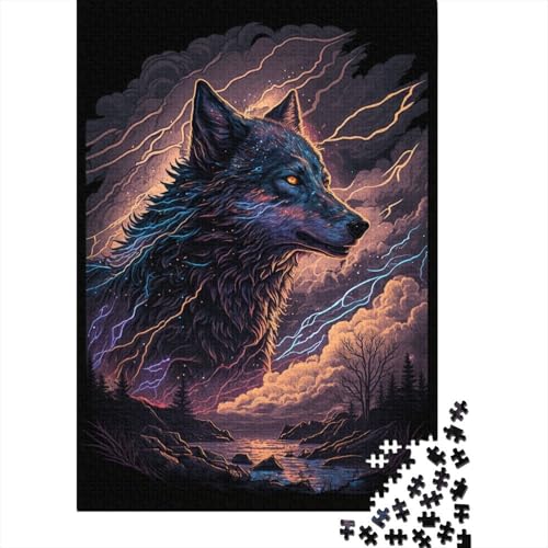 Puzzles für Kinder, Fantasy-Wolf-Puzzles für Kinder, 1000 Holz-Puzzles für Erwachsene, 1000 Teile, Puzzles für Kinder, Jugendliche, Puzzle-Spiel, 1000 Teile (75 x 50 cm) von ABFFSDT