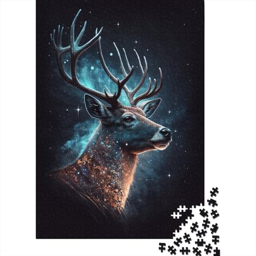 Puzzles für Kinder, Galaxie, Hirsch, Puzzles für Kinder, 1000 Holz-Puzzles für Erwachsene, 1000 Teile, Puzzles für Kinder, Jugendliche, Puzzle-Spiel, 1000 Teile (75 x 50 cm) von ABFFSDT