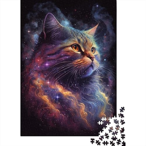 Puzzles für Kinder, Galaxie-Katzen-Puzzles für Kinder, 500 Holz-Puzzles für Erwachsene, 500 Teile, Puzzles für Kinder, Jugendliche, Puzzle-Spiel, 500 Stück (52 x 38 cm) von ABFFSDT